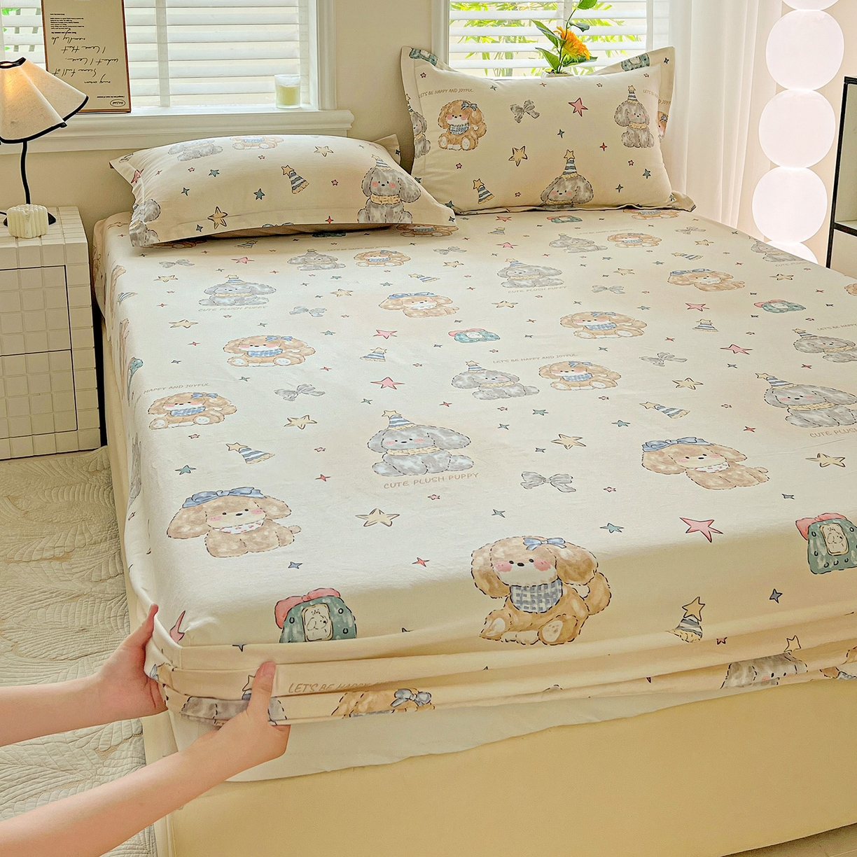 91家纺网 家纺一手货源 找家纺 （总）依庭 2025新款高克重全棉纯棉磨毛印花床笠单品床笠