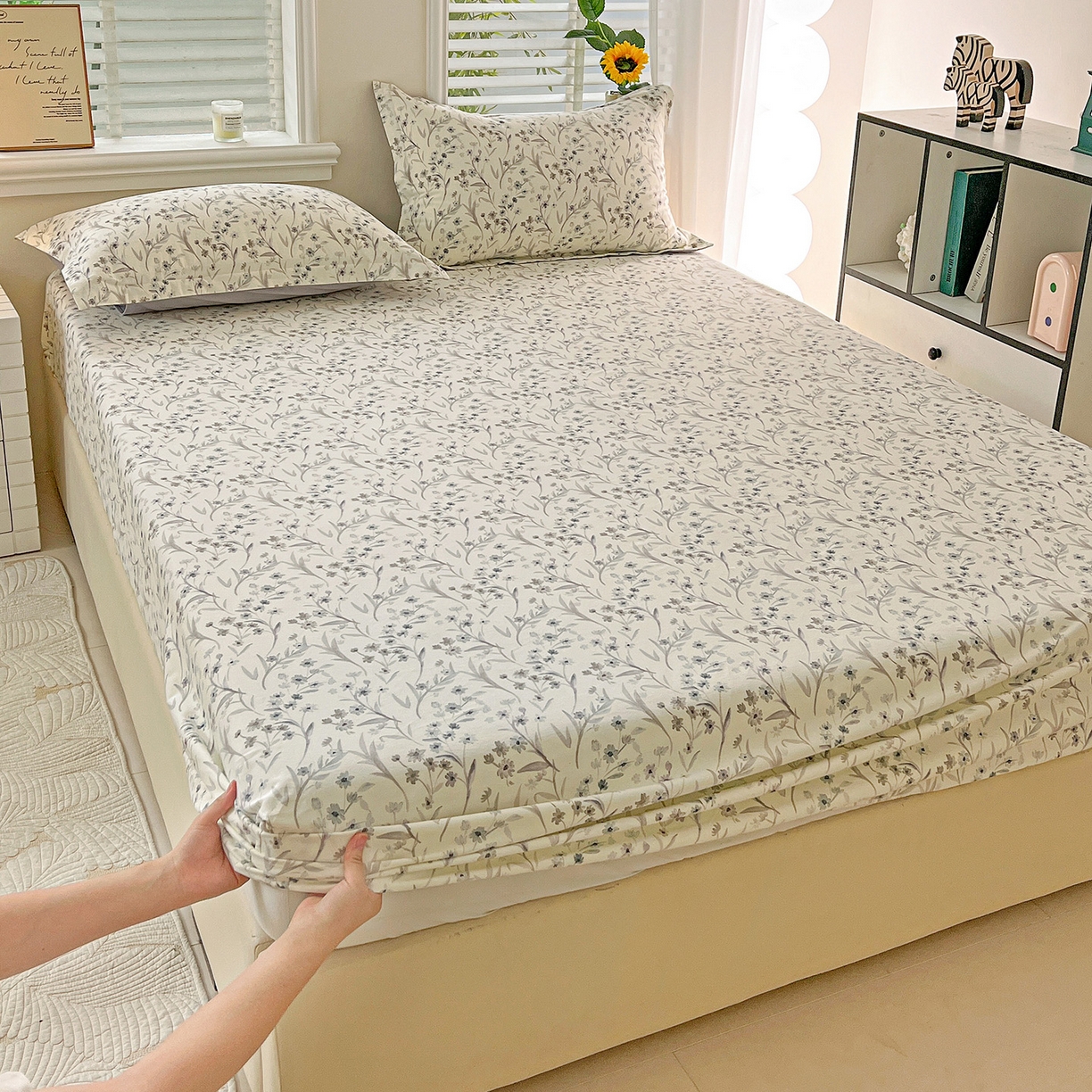 91家纺网 家纺一手货源 找家纺 （总）依庭 2025新款高克重全棉纯棉磨毛印花床笠单品床笠