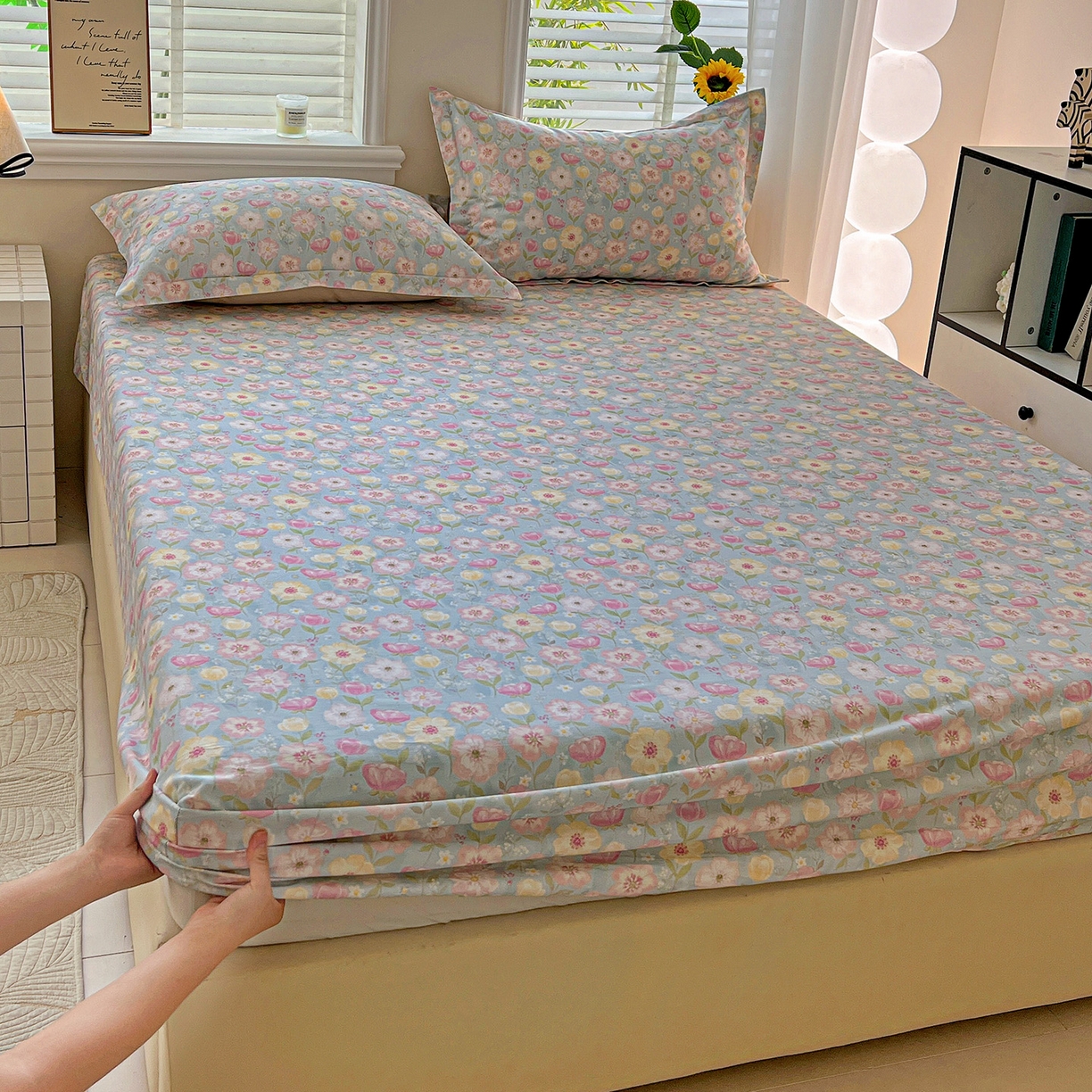 91家纺网 家纺一手货源 找家纺 （总）依庭 2025新款高克重全棉纯棉磨毛印花床笠单品床笠