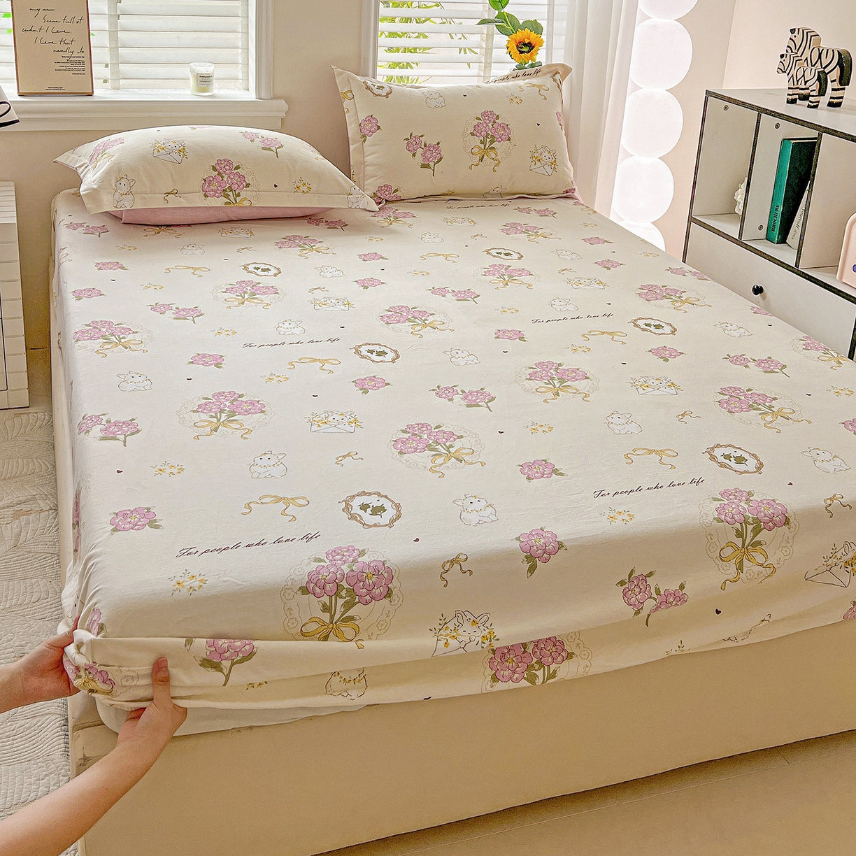 91家纺网 家纺一手货源 找家纺 （总）依庭 2025新款高克重全棉纯棉磨毛印花床笠单品床笠