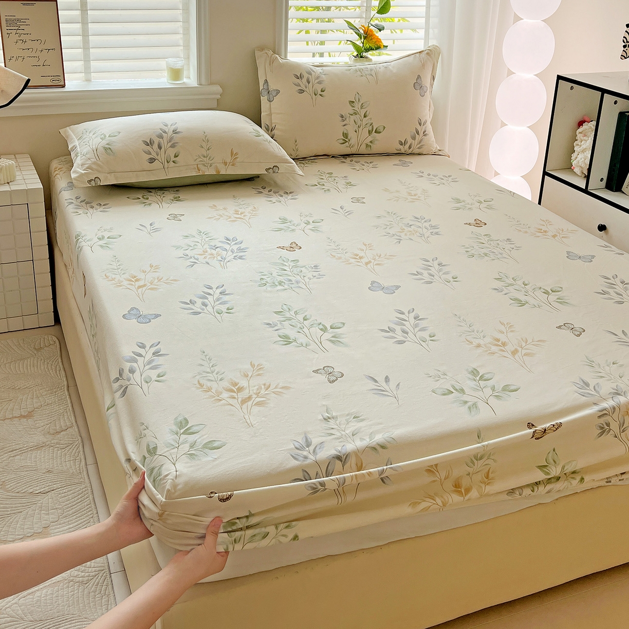 91家纺网 家纺一手货源 找家纺 （总）依庭 2025新款高克重全棉纯棉磨毛印花床笠单品床笠