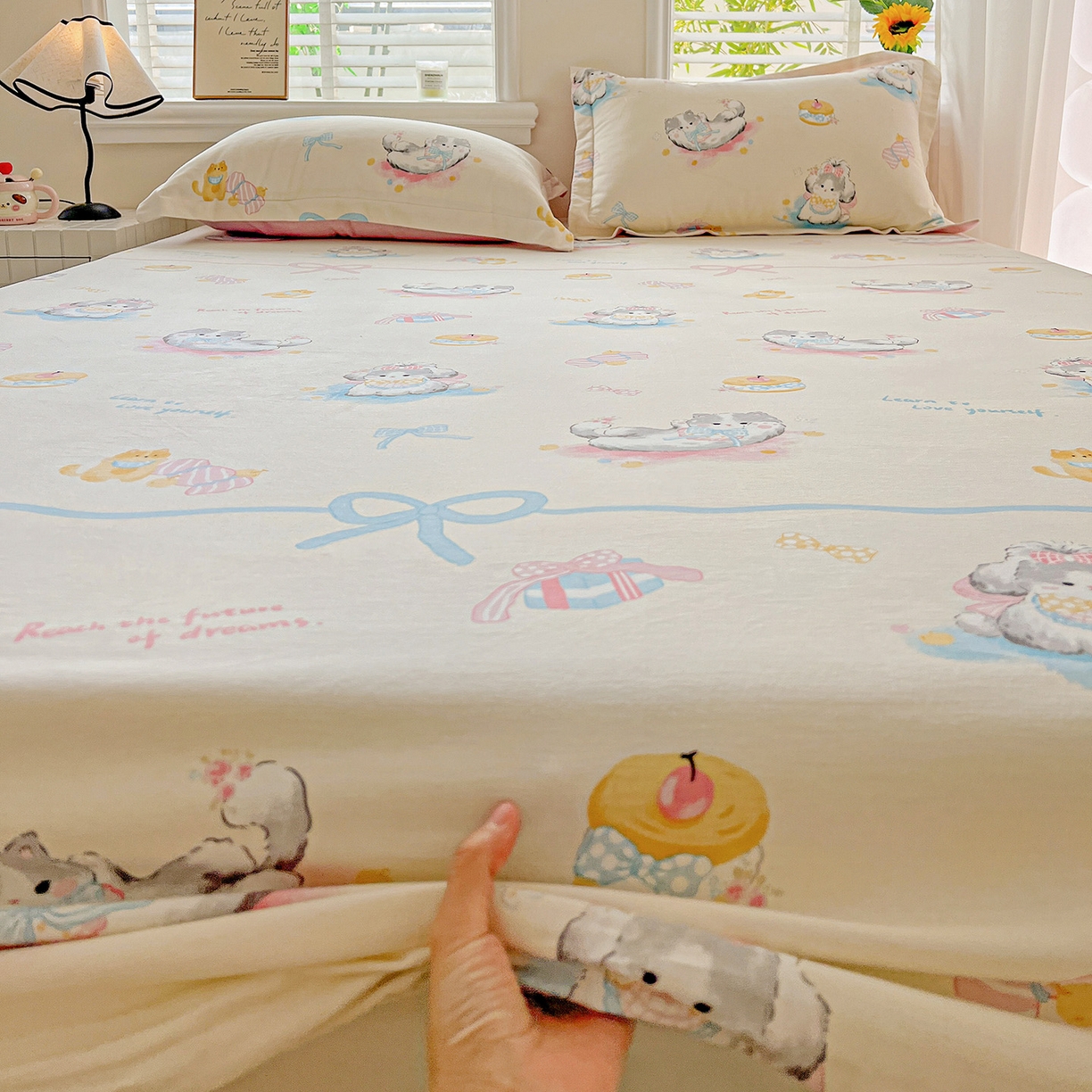 91家纺网 家纺一手货源 找家纺 依庭 2025新款高克重全棉纯棉磨毛印花床笠单品床笠 哈基米