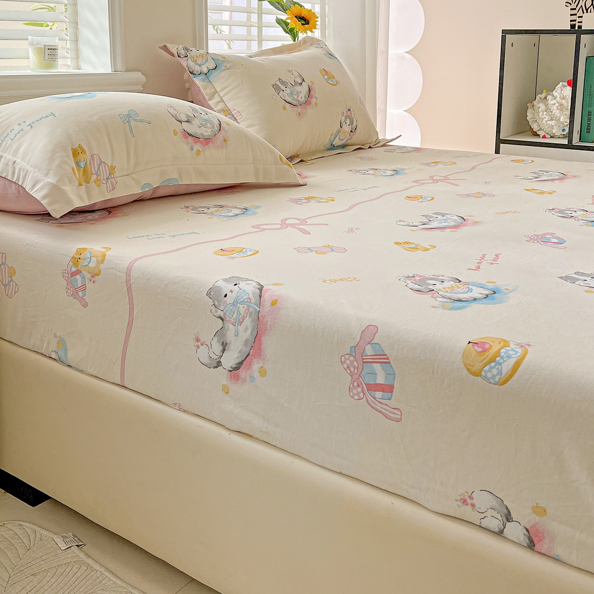 91家纺网 家纺一手货源 找家纺 依庭 2025新款高克重全棉纯棉磨毛印花床笠单品床笠 哈基米