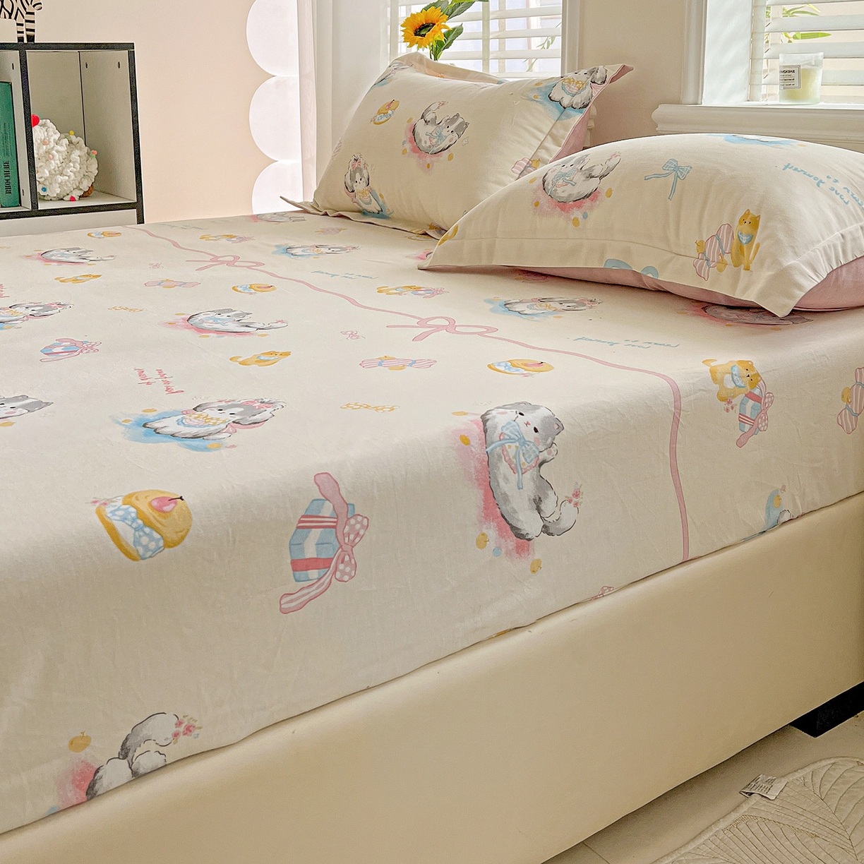 91家纺网 家纺一手货源 找家纺 依庭 2025新款高克重全棉纯棉磨毛印花床笠单品床笠 哈基米