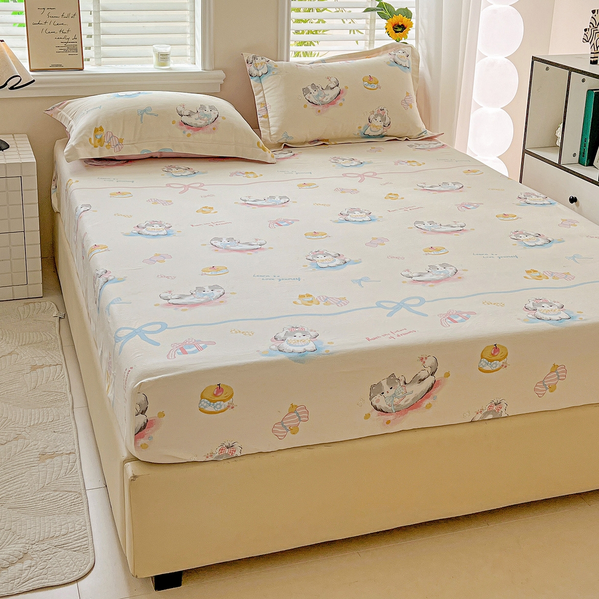 91家纺网 家纺一手货源 找家纺 依庭 2025新款高克重全棉纯棉磨毛印花床笠单品床笠 哈基米