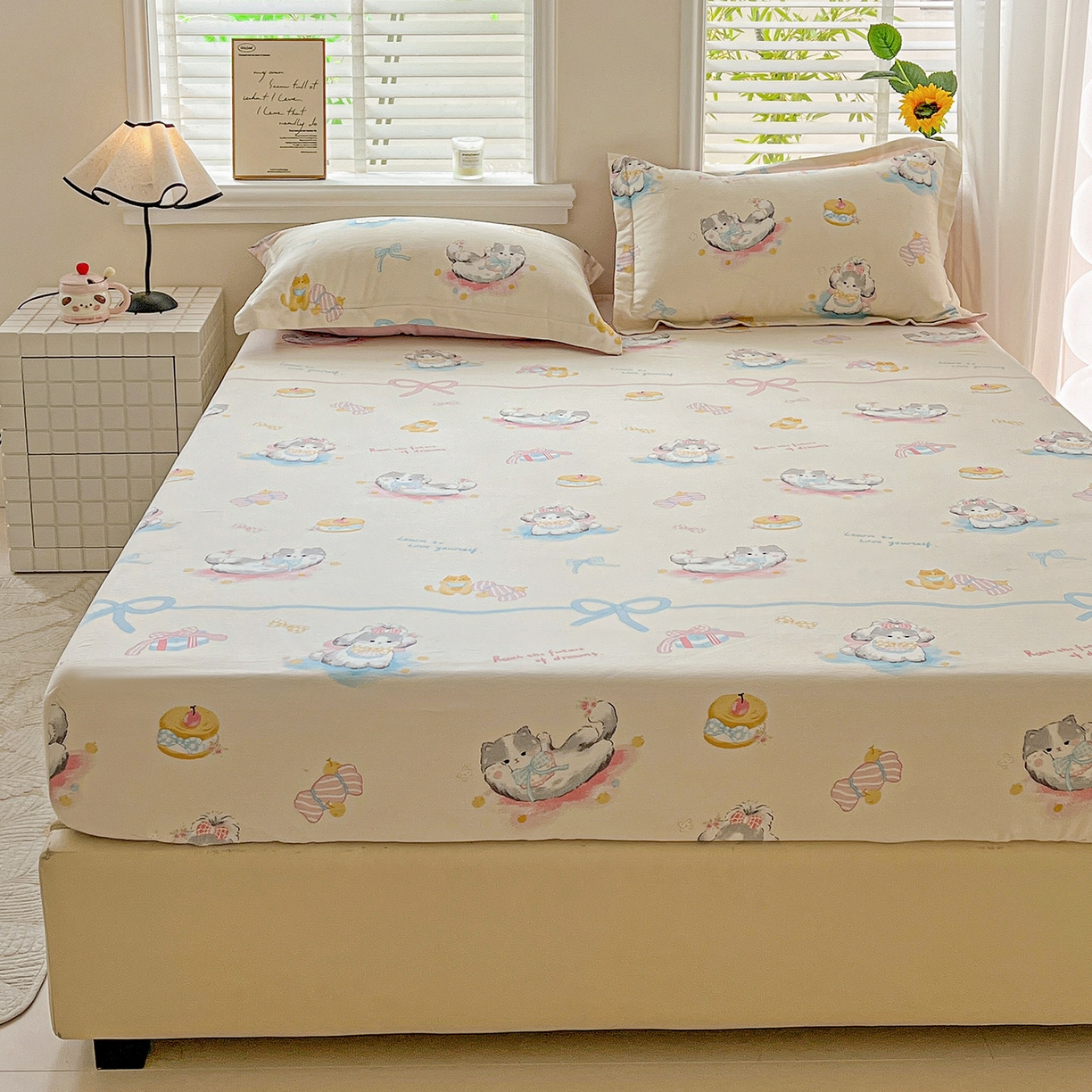 91家纺网 家纺一手货源 找家纺 依庭 2025新款高克重全棉纯棉磨毛印花床笠单品床笠 哈基米