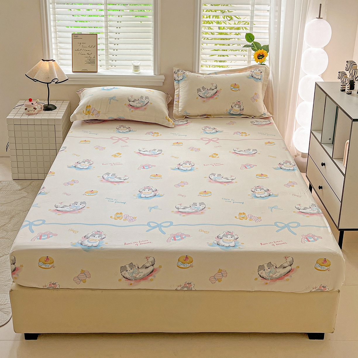 91家纺网 家纺一手货源 找家纺 依庭 2025新款高克重全棉纯棉磨毛印花床笠单品床笠 哈基米