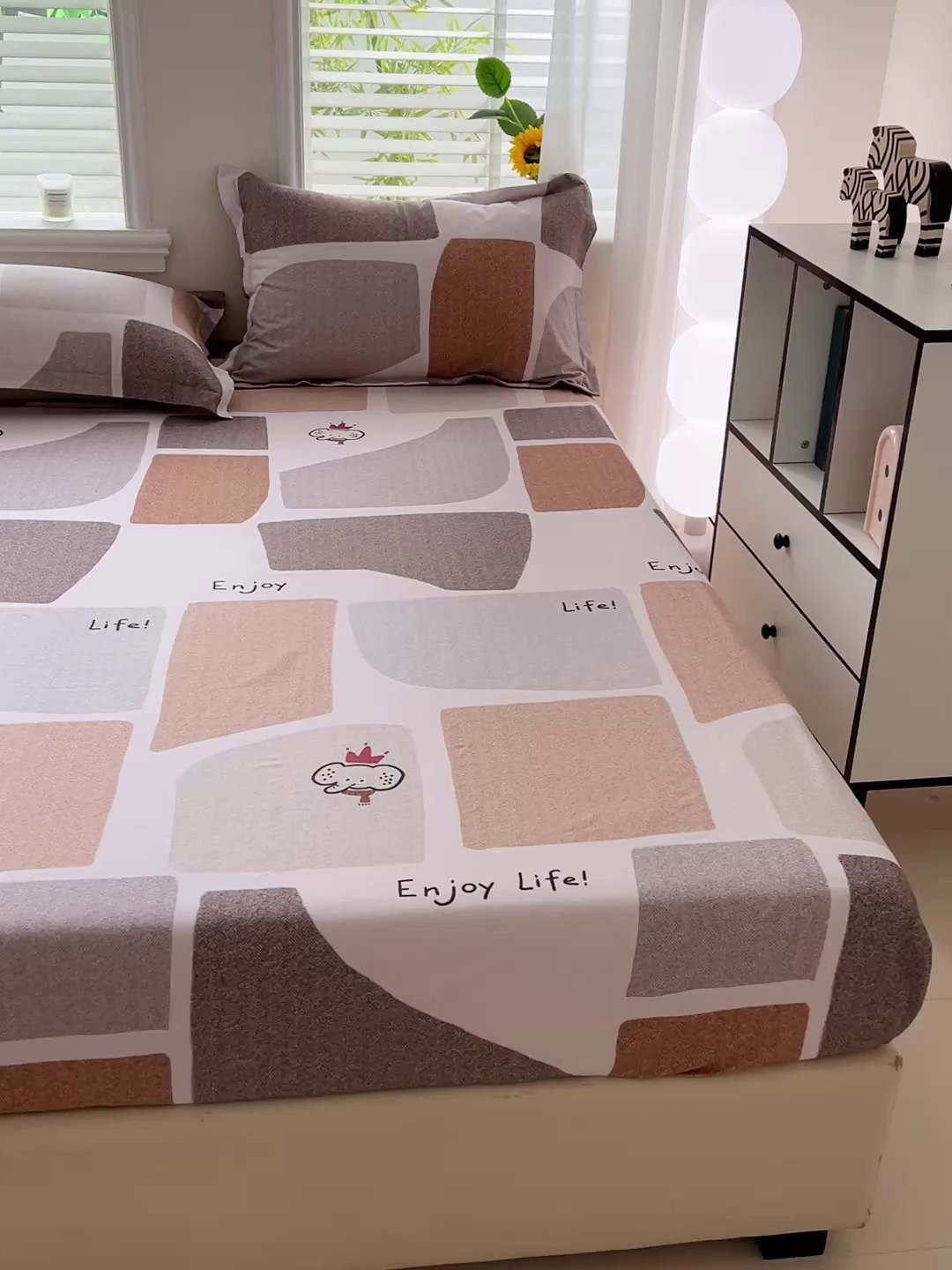 91家纺网 家纺一手货源 找家纺 依庭 2025新款高克重全棉纯棉磨毛印花床笠单品床笠 红冠象