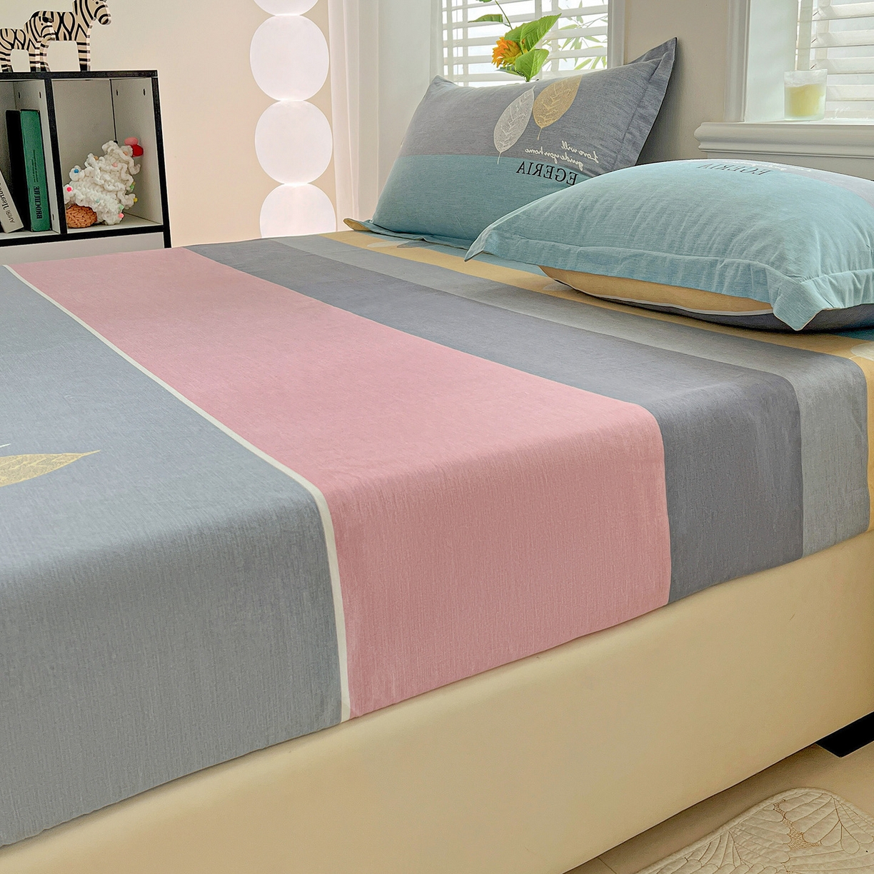 91家纺网 家纺一手货源 找家纺 依庭 2025新款高克重全棉纯棉磨毛印花床笠单品床笠 尼彩