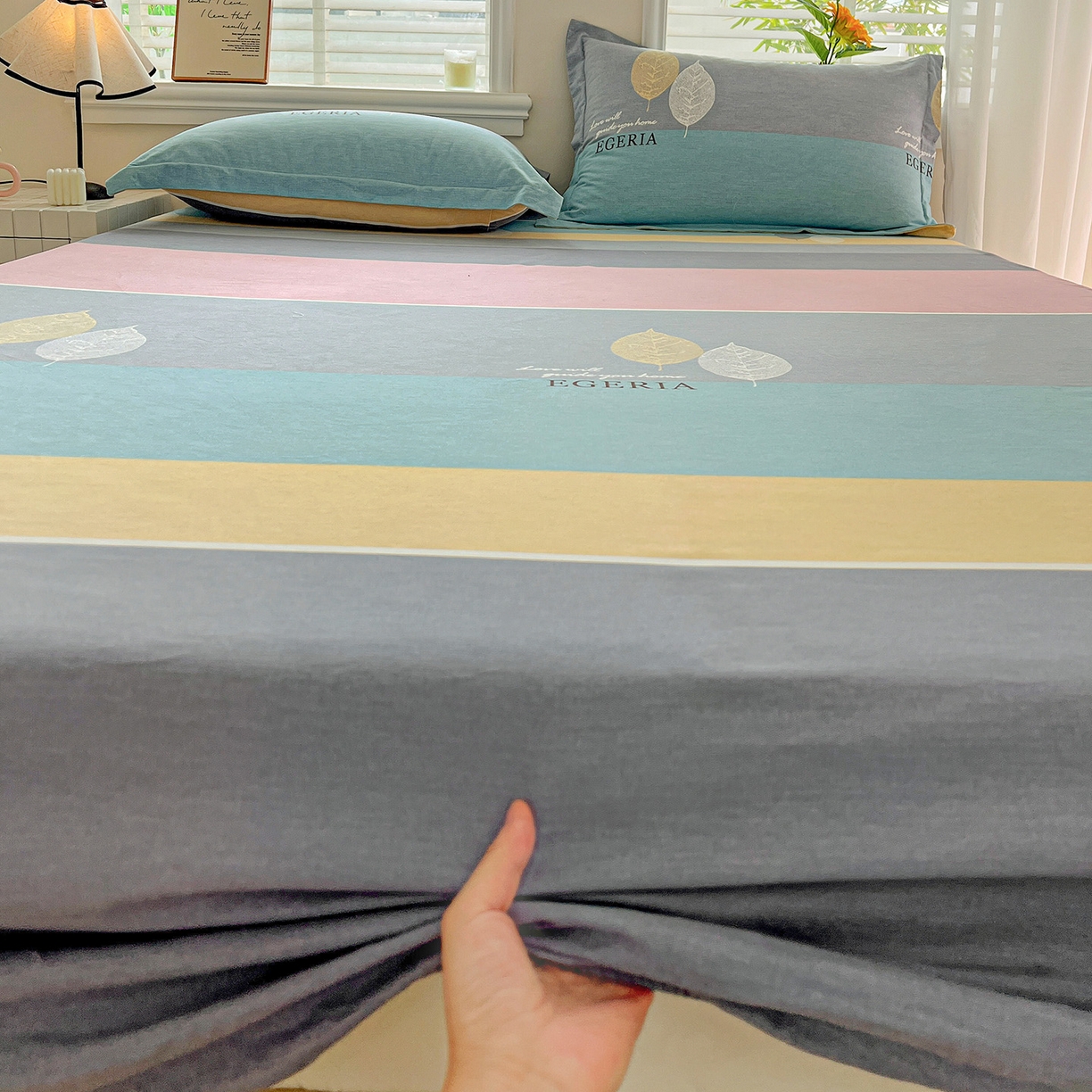 91家纺网 家纺一手货源 找家纺 依庭 2025新款高克重全棉纯棉磨毛印花床笠单品床笠 尼彩