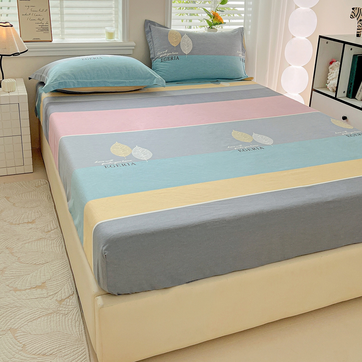 91家纺网 家纺一手货源 找家纺 依庭 2025新款高克重全棉纯棉磨毛印花床笠单品床笠 尼彩