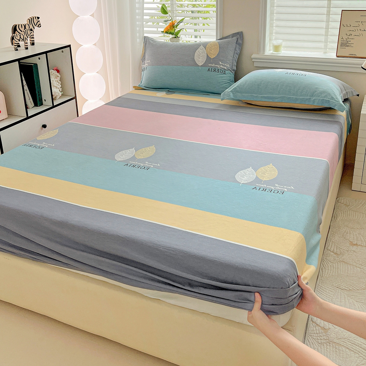 91家纺网 家纺一手货源 找家纺 依庭 2025新款高克重全棉纯棉磨毛印花床笠单品床笠 尼彩