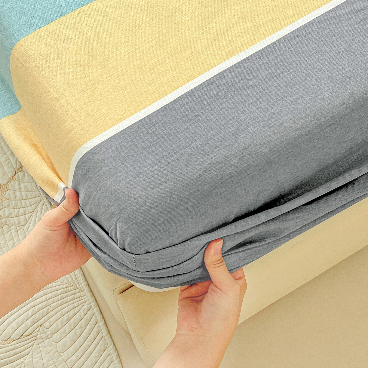 91家纺网 家纺一手货源 找家纺 依庭 2025新款高克重全棉纯棉磨毛印花床笠单品床笠 尼彩