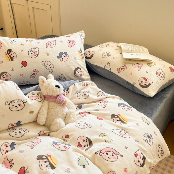 瑞钰 2025新款A类加厚牛奶绒印花四件套 小小新