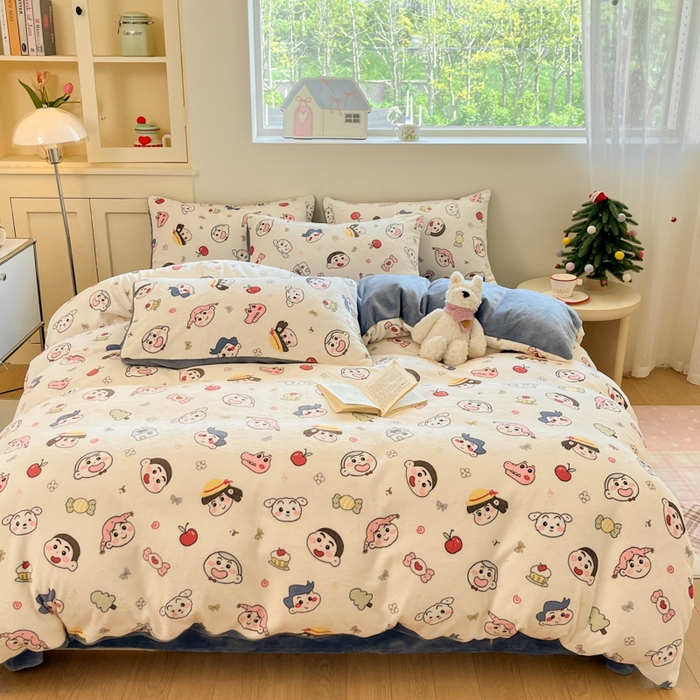 91家纺网 家纺一手货源 找家纺 瑞钰 2025新款A类加厚牛奶绒印花四件套 小小新