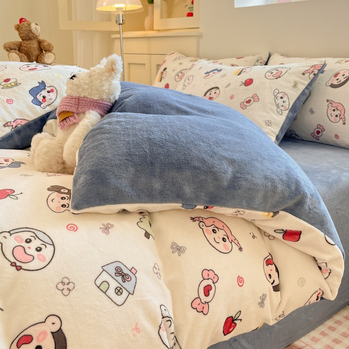 91家纺网 家纺一手货源 找家纺 瑞钰 2025新款A类加厚牛奶绒印花四件套 小小新