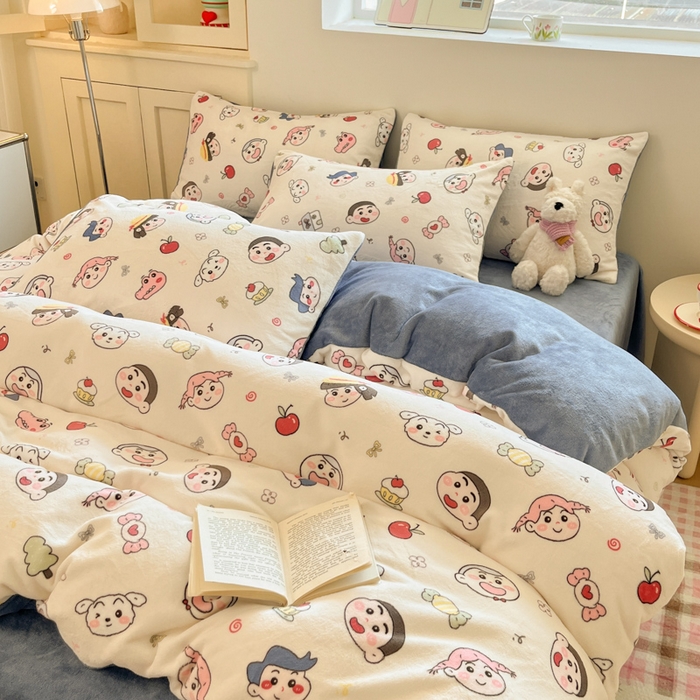 91家纺网 家纺一手货源 找家纺 瑞钰 2025新款A类加厚牛奶绒印花四件套 小小新