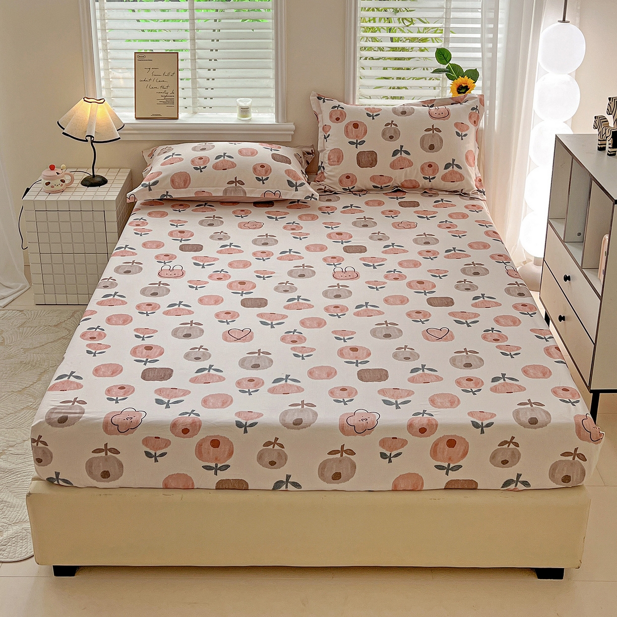 91家纺网 家纺一手货源 找家纺 依庭 2025新款高克重全棉纯棉磨毛印花床笠单品床笠 山樱