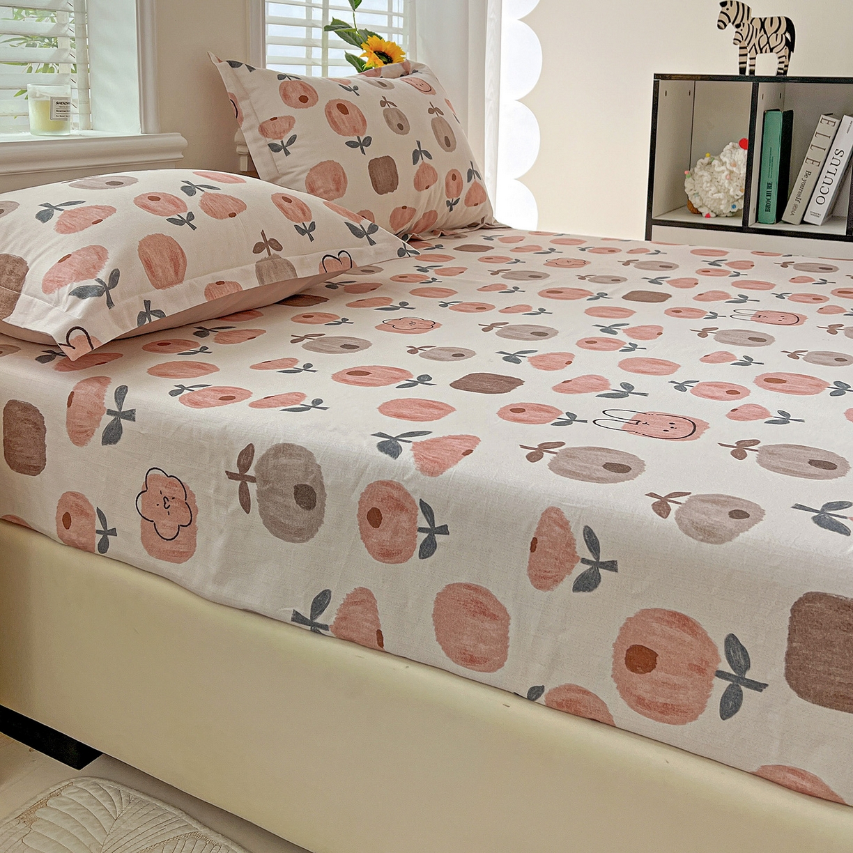 91家纺网 家纺一手货源 找家纺 依庭 2025新款高克重全棉纯棉磨毛印花床笠单品床笠 山樱