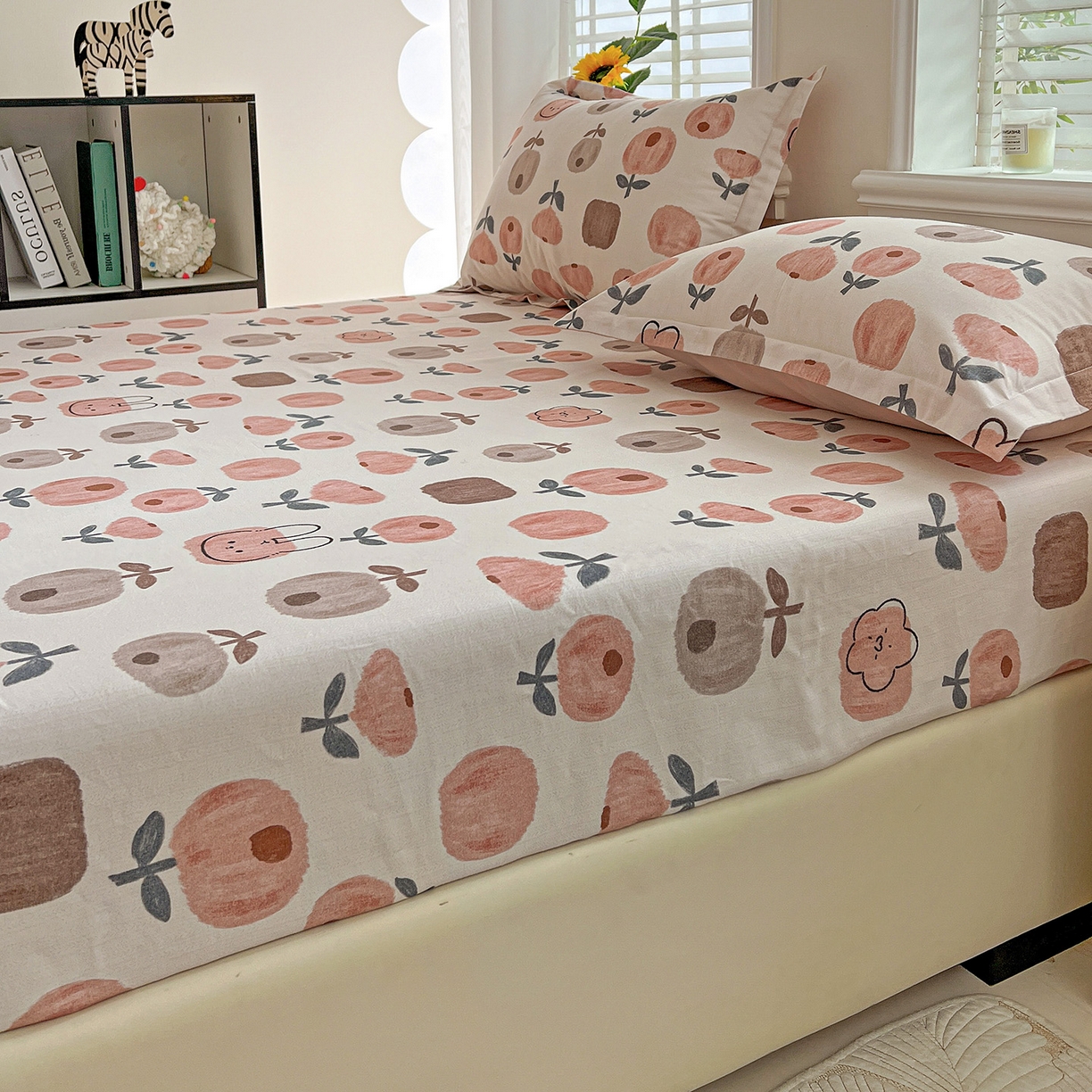 91家纺网 家纺一手货源 找家纺 依庭 2025新款高克重全棉纯棉磨毛印花床笠单品床笠 山樱