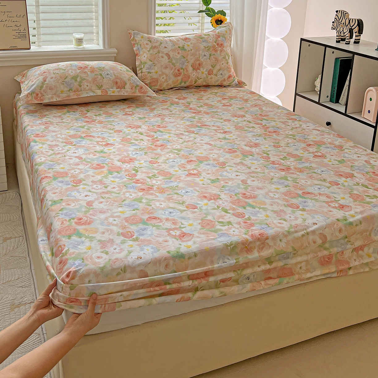 依庭 2025新款高克重全棉纯棉磨毛印花床笠单品床笠 甜梦茶语