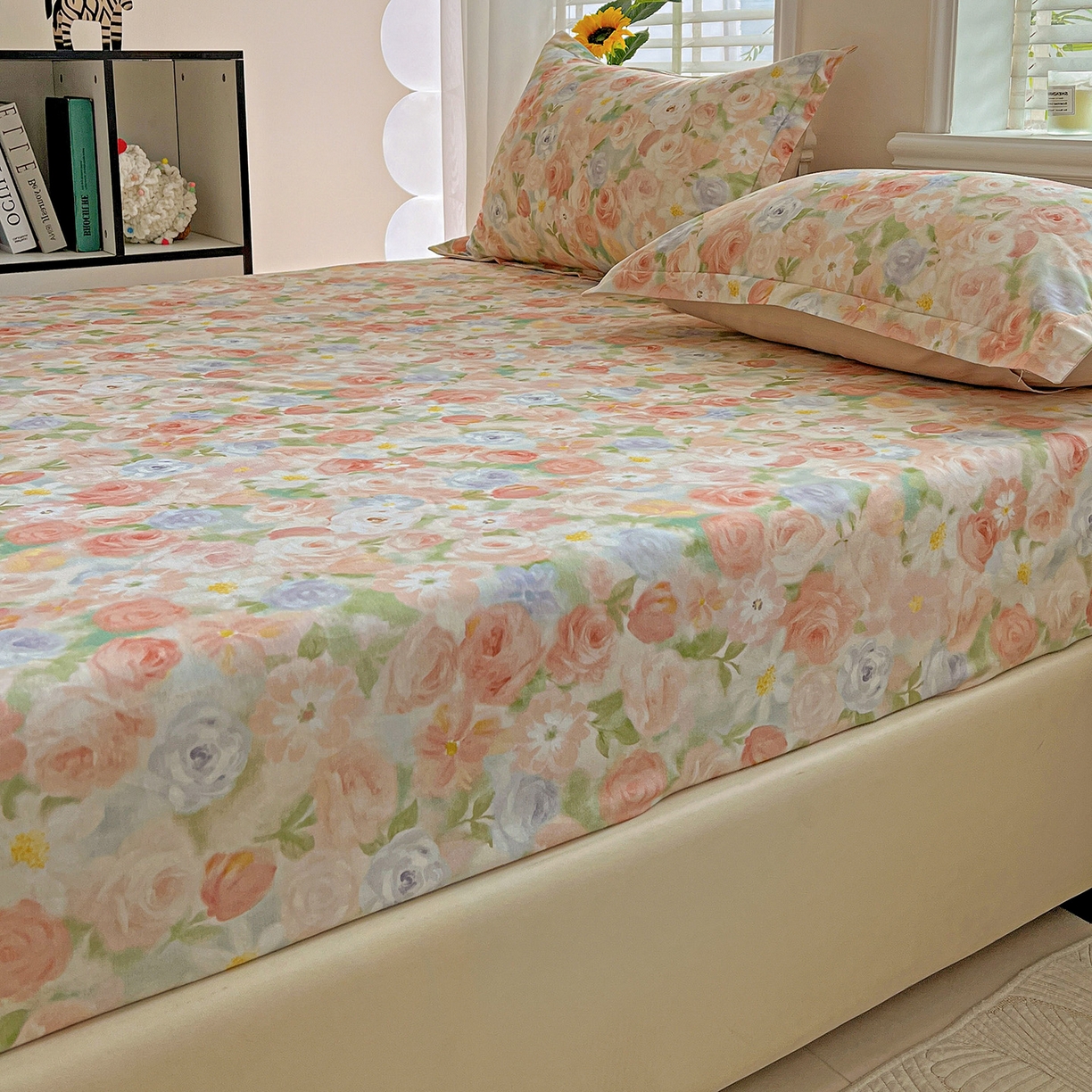 91家纺网 家纺一手货源 找家纺 依庭 2025新款高克重全棉纯棉磨毛印花床笠单品床笠 甜梦茶语