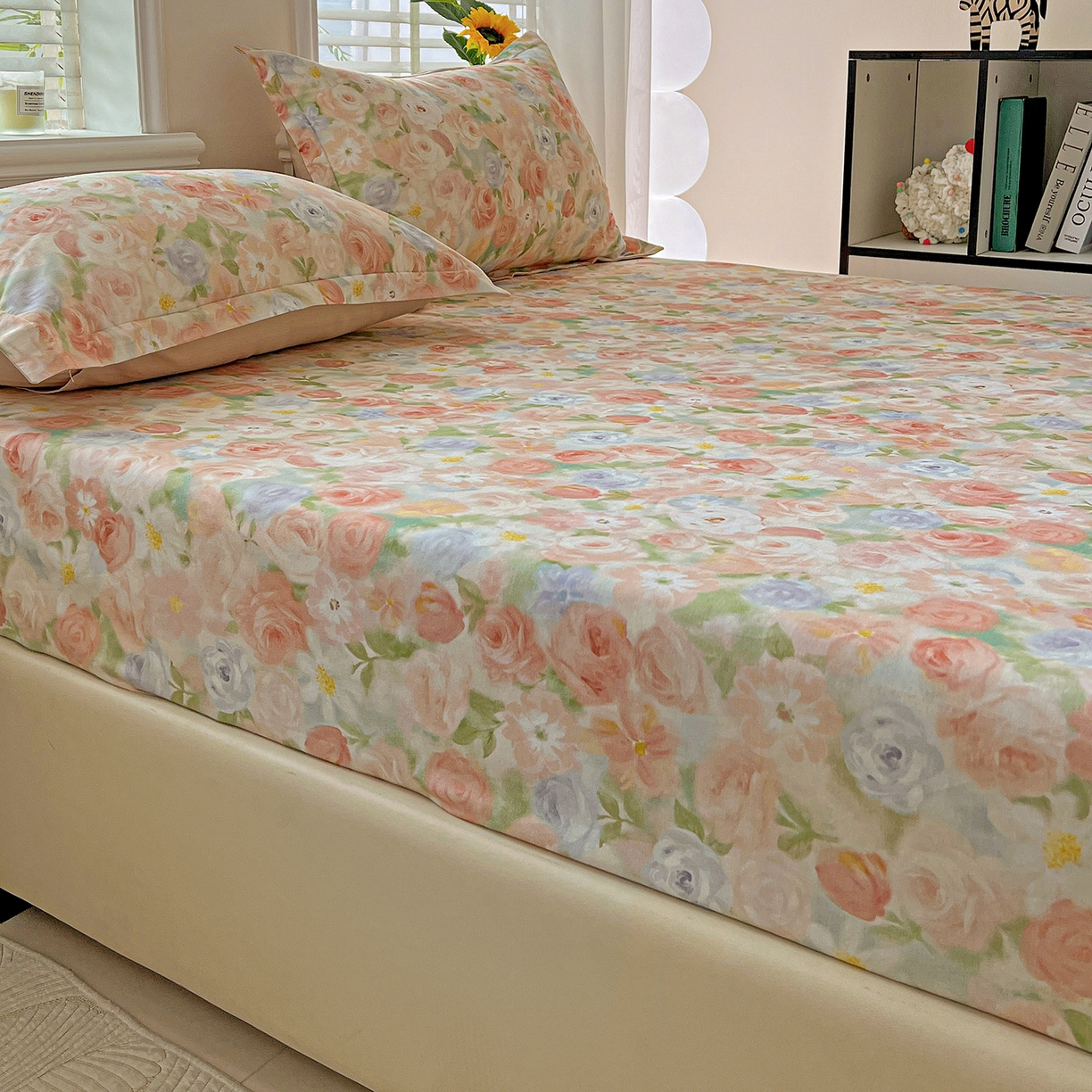 91家纺网 家纺一手货源 找家纺 依庭 2025新款高克重全棉纯棉磨毛印花床笠单品床笠 甜梦茶语