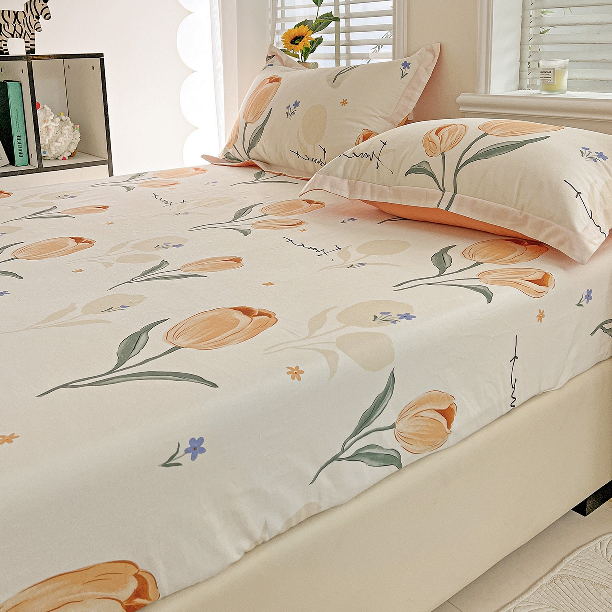 91家纺网 家纺一手货源 找家纺 依庭 2025新款高克重全棉纯棉磨毛印花床笠单品床笠 甜心花语