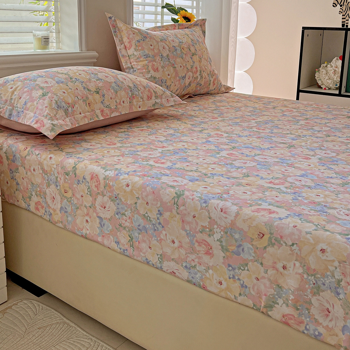 91家纺网 家纺一手货源 找家纺 依庭 2025新款高克重全棉纯棉磨毛印花床笠单品床笠 仙女星辰