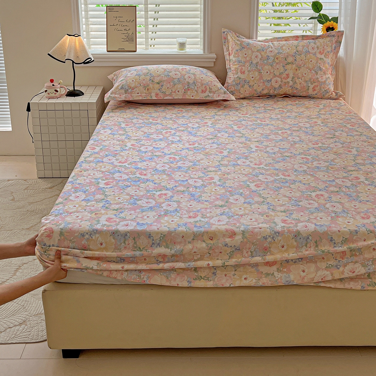 91家纺网 家纺一手货源 找家纺 依庭 2025新款高克重全棉纯棉磨毛印花床笠单品床笠 仙女星辰