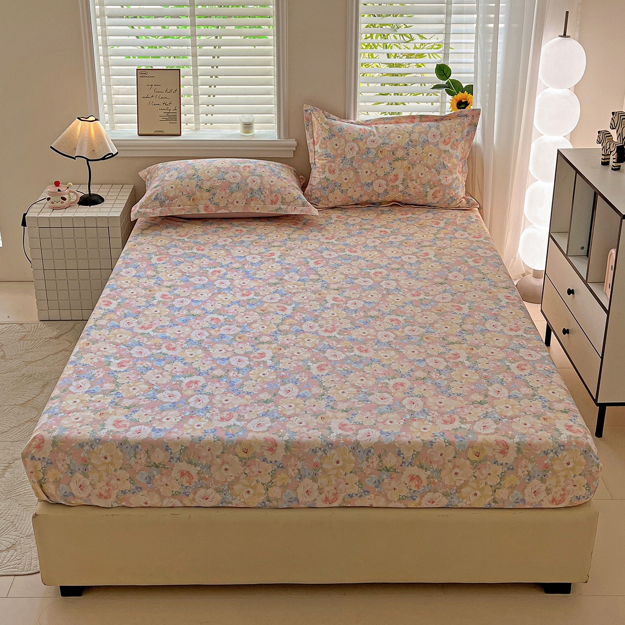 91家纺网 家纺一手货源 找家纺 依庭 2025新款高克重全棉纯棉磨毛印花床笠单品床笠 仙女星辰