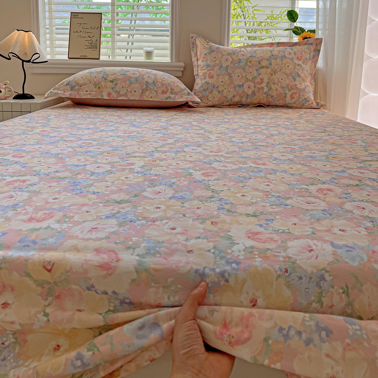 91家纺网 家纺一手货源 找家纺 依庭 2025新款高克重全棉纯棉磨毛印花床笠单品床笠 仙女星辰