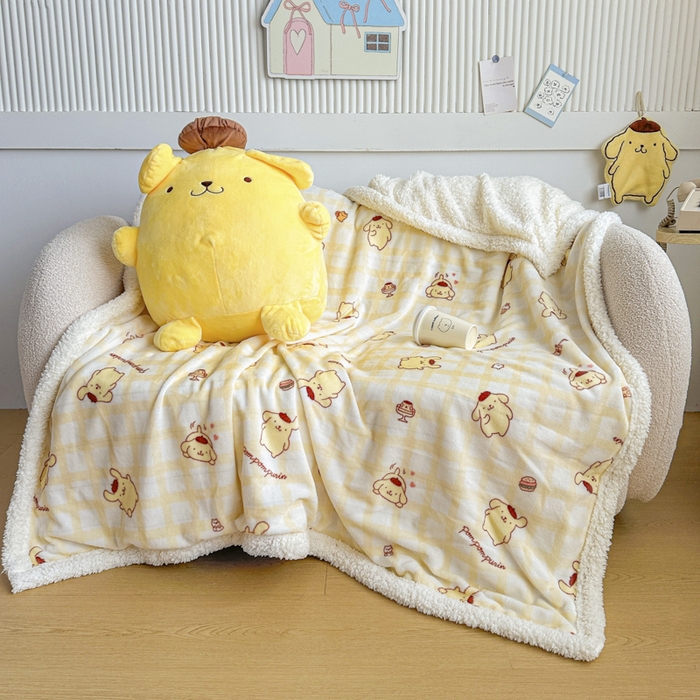 91家纺网 家纺一手货源 找家纺 花满路 2025新款亲肤舒适三丽鸥羊羔毛毯 团团布丁狗