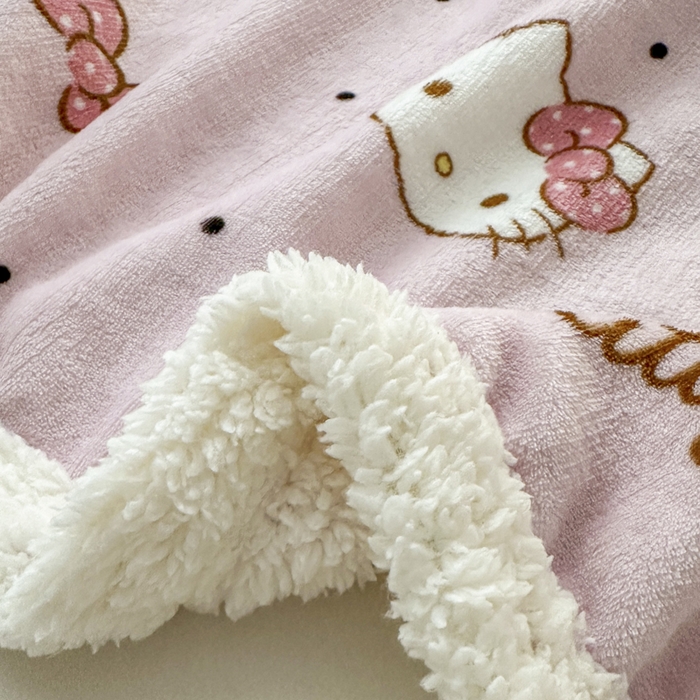 91家纺网 家纺一手货源 找家纺 花满路 2025新款亲肤舒适三丽鸥羊羔毛毯 乖巧kt
