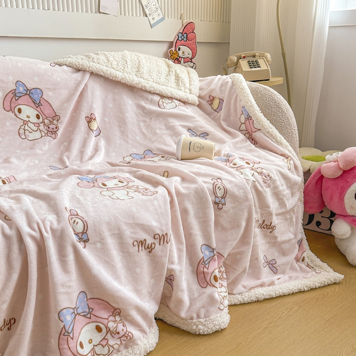 91家纺网 家纺一手货源 找家纺 （总）花满路 2025新款亲肤舒适三丽鸥羊羔毛毯