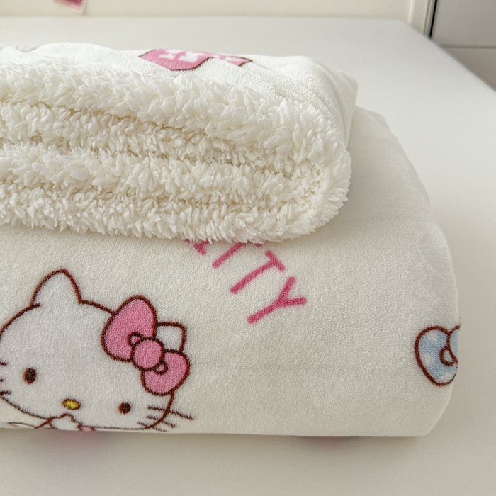 91家纺网 家纺一手货源 找家纺 花满路 2025新款亲肤舒适三丽鸥羊羔毛毯 俏皮kt