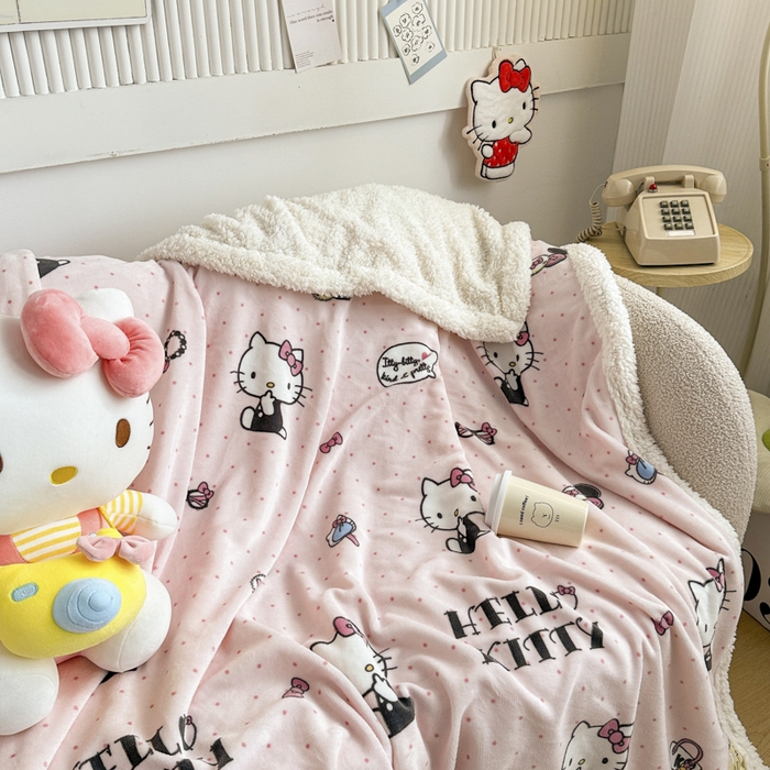 91家纺网 家纺一手货源 找家纺 （总）花满路 2025新款亲肤舒适三丽鸥羊羔毛毯