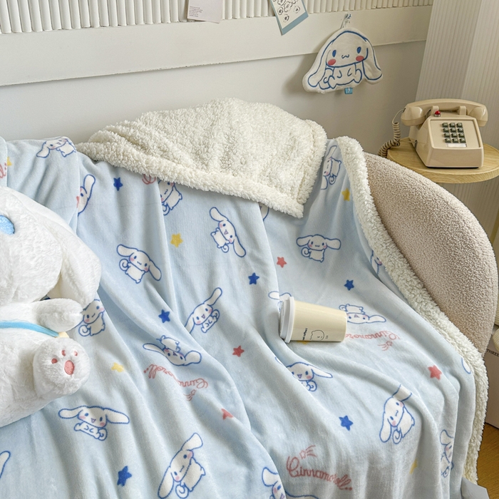 91家纺网 家纺一手货源 找家纺 花满路 2025新款亲肤舒适三丽鸥羊羔毛毯 卷卷大耳狗