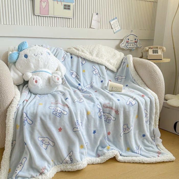 91家纺网 家纺一手货源 找家纺 （总）花满路 2025新款亲肤舒适三丽鸥羊羔毛毯