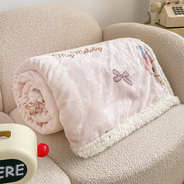 91家纺网 家纺一手货源 找家纺 花满路 2025新款亲肤舒适三丽鸥羊羔毛毯 棉花美乐蒂