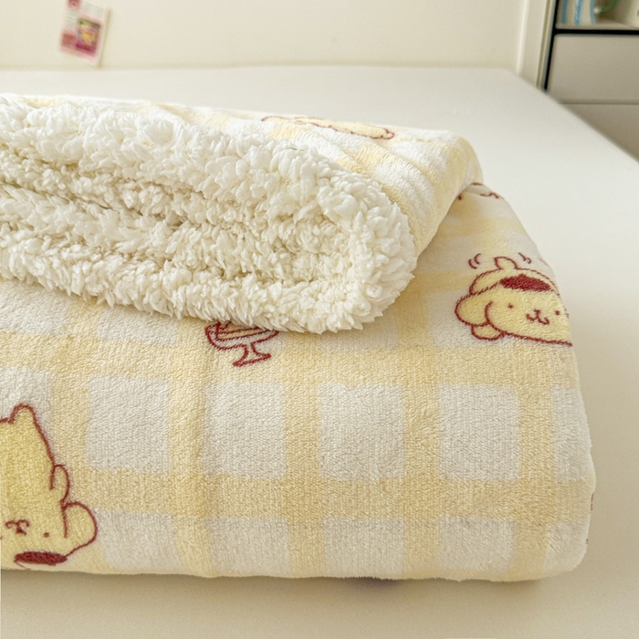 91家纺网 家纺一手货源 找家纺 花满路 2025新款亲肤舒适三丽鸥羊羔毛毯 团团布丁狗