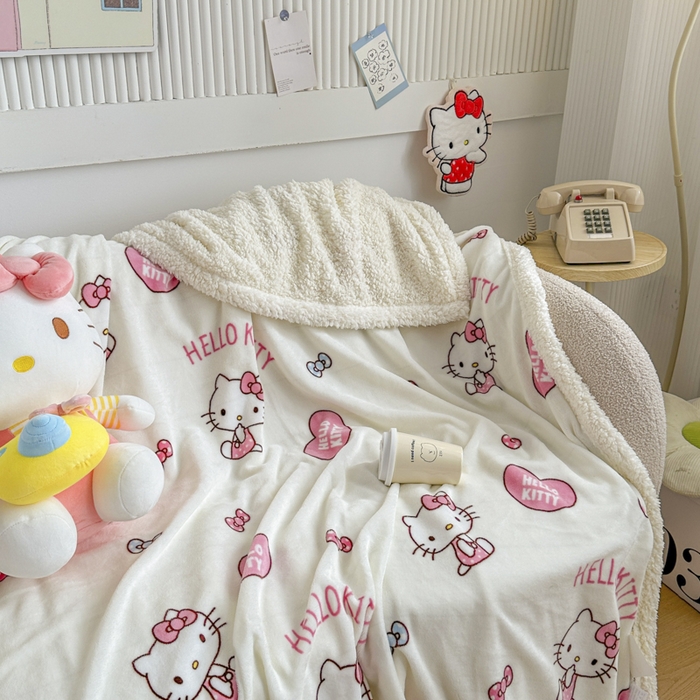 花满路 2025新款亲肤舒适三丽鸥羊羔毛毯 俏皮kt