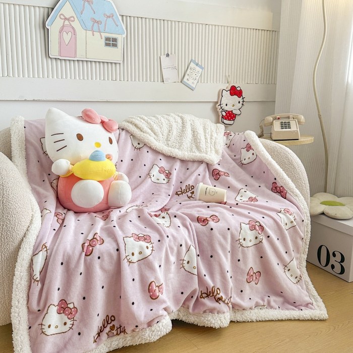 91家纺网 家纺一手货源 找家纺 （总）花满路 2025新款亲肤舒适三丽鸥羊羔毛毯