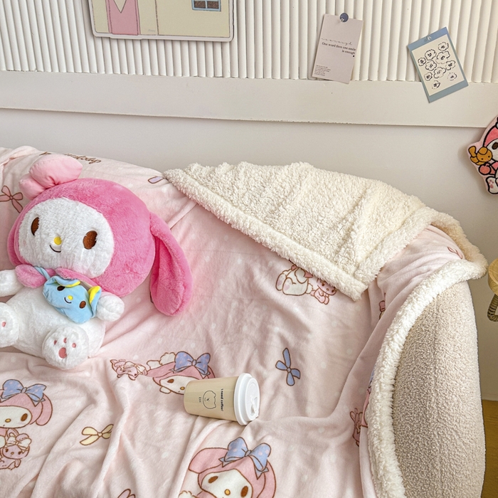 91家纺网 家纺一手货源 找家纺 花满路 2025新款亲肤舒适三丽鸥羊羔毛毯 棉花美乐蒂