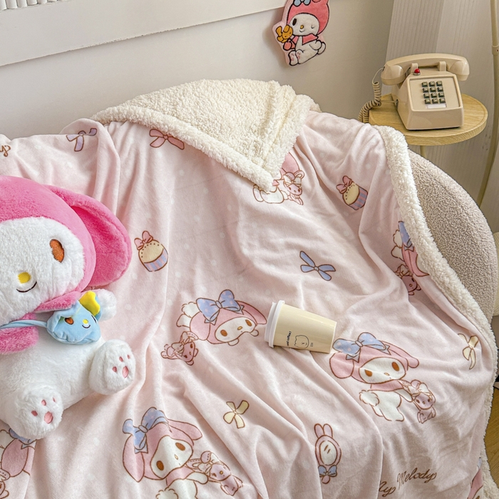 91家纺网 家纺一手货源 找家纺 花满路 2025新款亲肤舒适三丽鸥羊羔毛毯 棉花美乐蒂