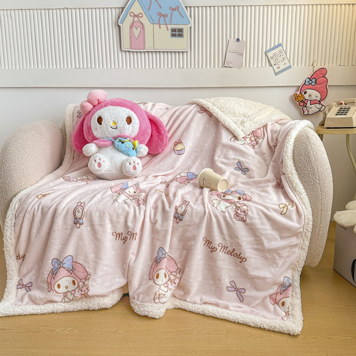 91家纺网 家纺一手货源 找家纺 花满路 2025新款亲肤舒适三丽鸥羊羔毛毯 棉花美乐蒂