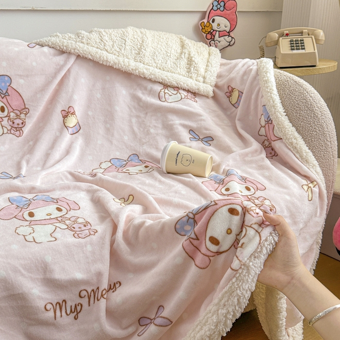 91家纺网 家纺一手货源 找家纺 花满路 2025新款亲肤舒适三丽鸥羊羔毛毯 棉花美乐蒂