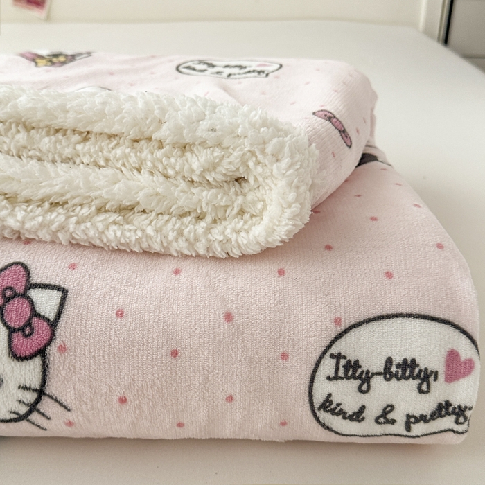 91家纺网 家纺一手货源 找家纺 花满路 2025新款亲肤舒适三丽鸥羊羔毛毯 甜蜜kt