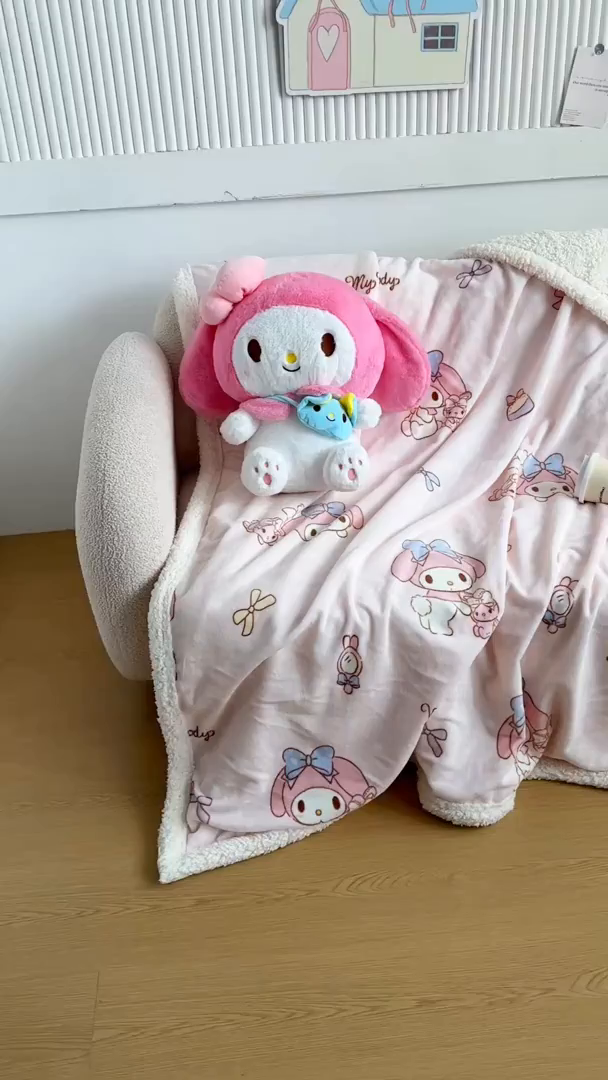 91家纺网 家纺一手货源 找家纺 花满路 2025新款亲肤舒适三丽鸥羊羔毛毯 棉花美乐蒂