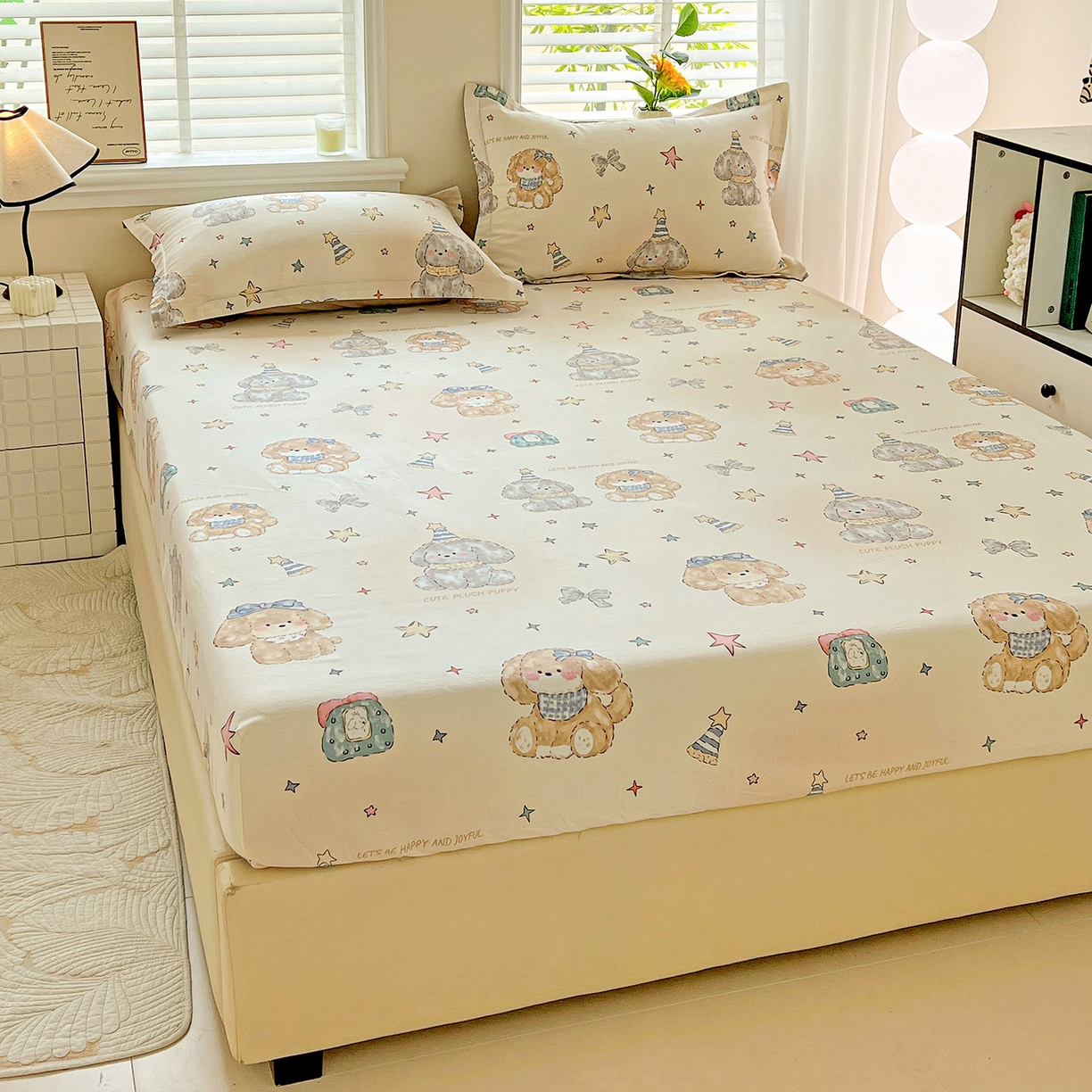 91家纺网 家纺一手货源 找家纺 依庭 2025新款高克重全棉纯棉磨毛印花床笠单品床笠 星梦乐园